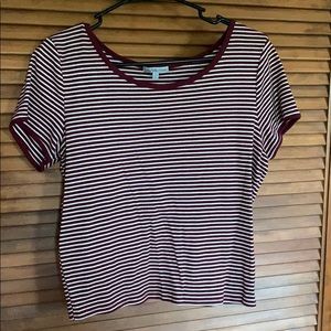 Maroon Striped Ringer Tee